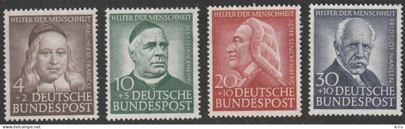 BRD: 1953, Mi. Nr. 173-76, Wohlfahrt. Helfer Der Menschheit (IV).  **/MNH - Nuovi