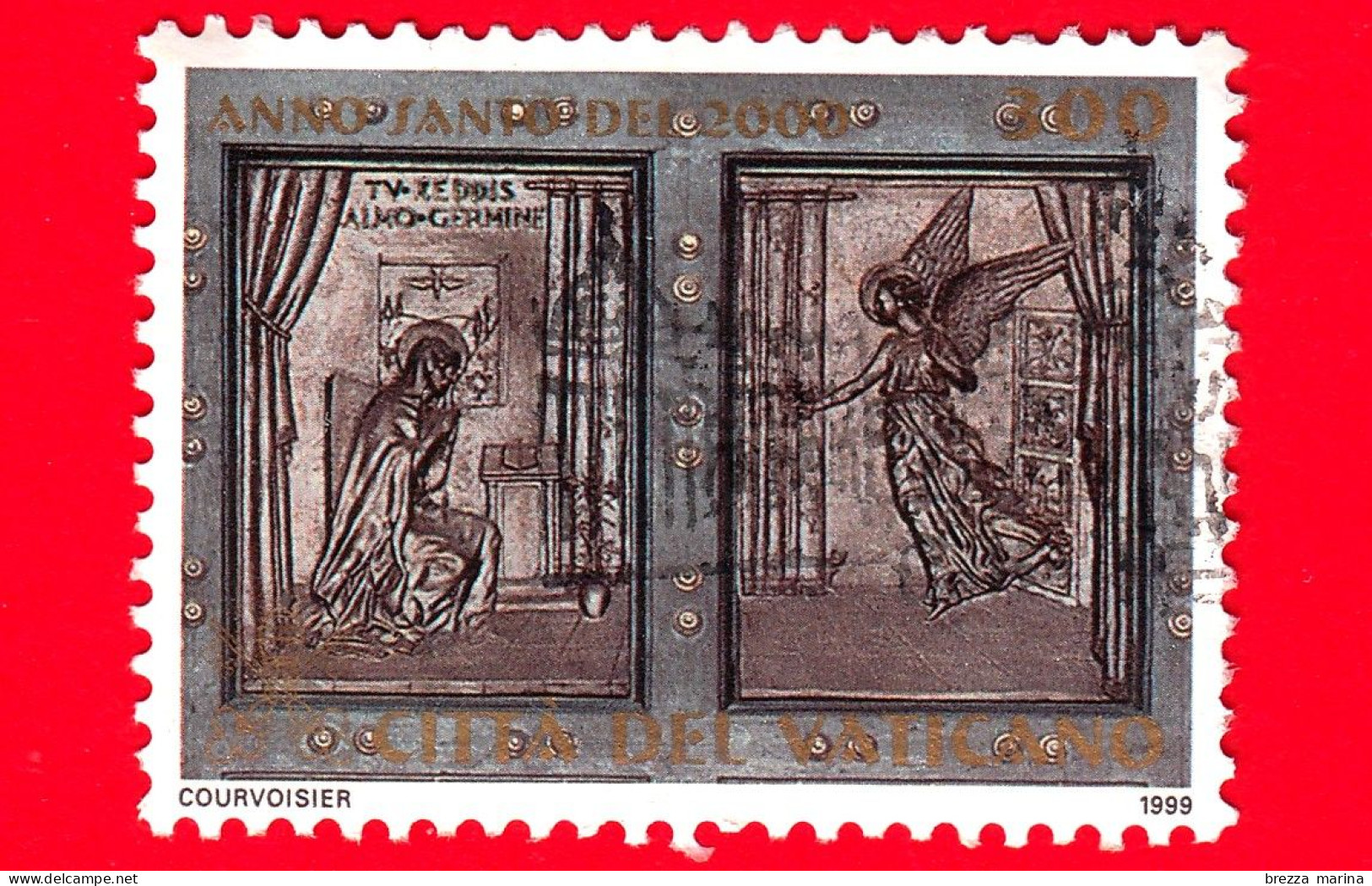 VATICANO - Usato - 1999 - Apertura Della Porta Santa In S. Pietro - Annunciazione E Angelo - 300 - Used Stamps