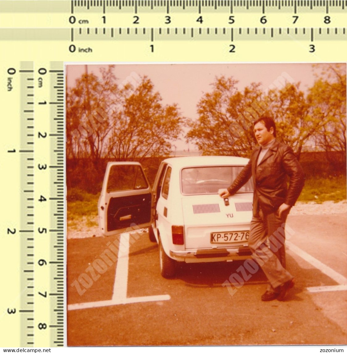 REAL PHOTO Old Car  Fiat 126 Man Auto Voiture 1970s Serbia  Snapshot - Coches