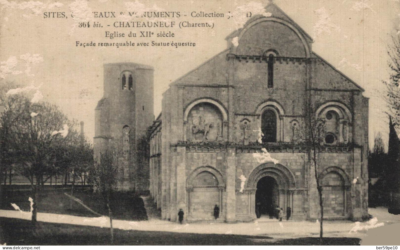 16 CHATEAUNEUF EGLISE FACADE REMARQUABLE AVEC STATUE EQUESTRE - Chateauneuf Sur Charente