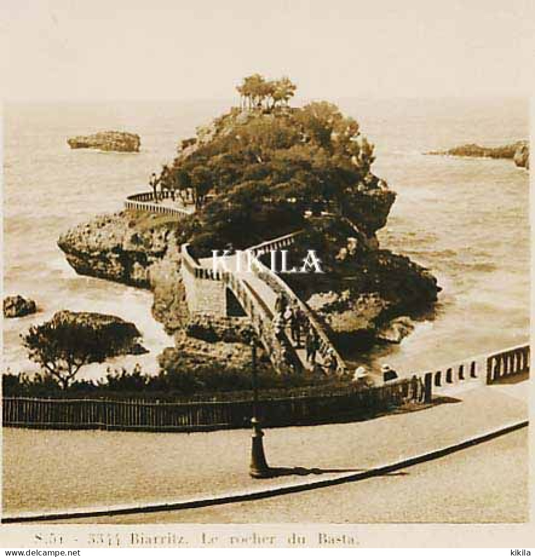 Photo Stéréoscopique 7,3x7,4cm Carte 17x8,7 Cm S.51 - 3344 BIARRITZ, Le Rocher Du Basta - Stereo-Photographie