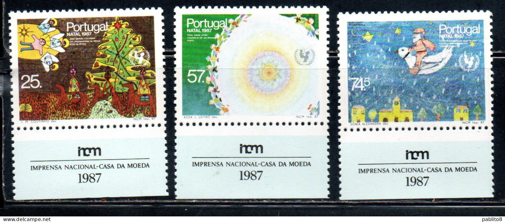 PORTOGALLO PORTUGAL 1987 CHRISTMAS  NATALE NOEL NAVIDAD WEIHNACHTEN NATAL COMPLETE SET SERIE COMPLETA MNH - Unused Stamps