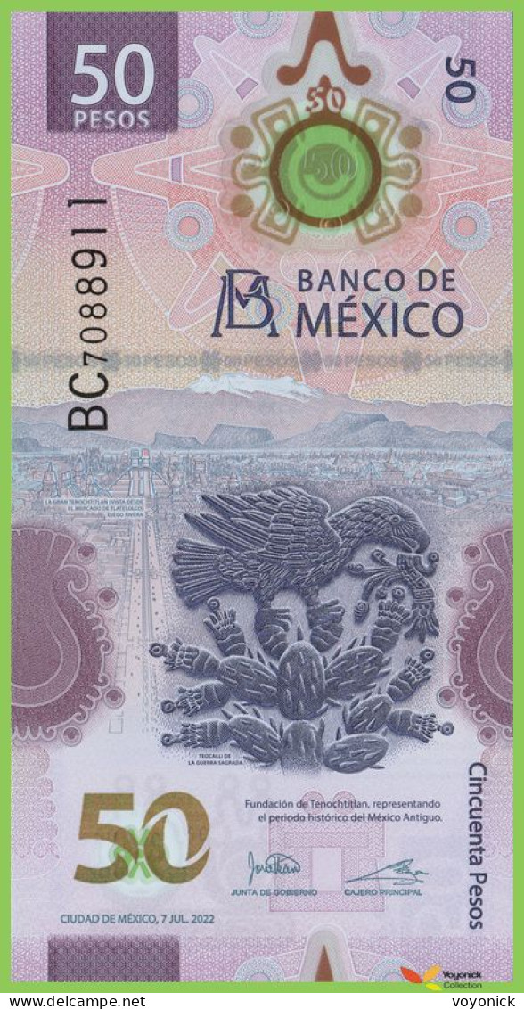 Voyo MEXICO 50 Pesos 2022 P133 B714c BC UNC Polymer - Mexico