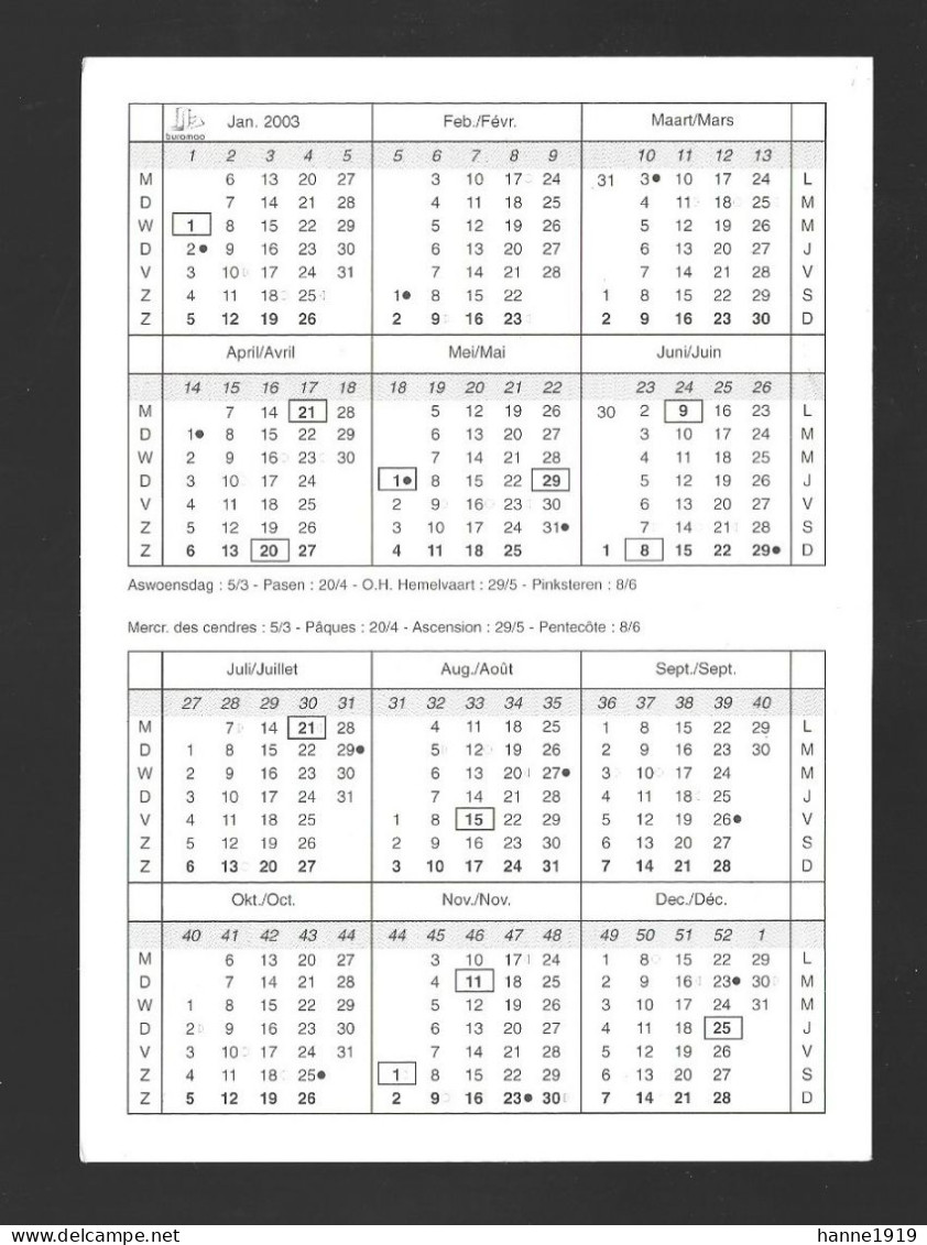 Beveren Zillebeek Gereedschappen Luc Kalender 2003 Calendrier Htje - Klein Formaat: 2001-...