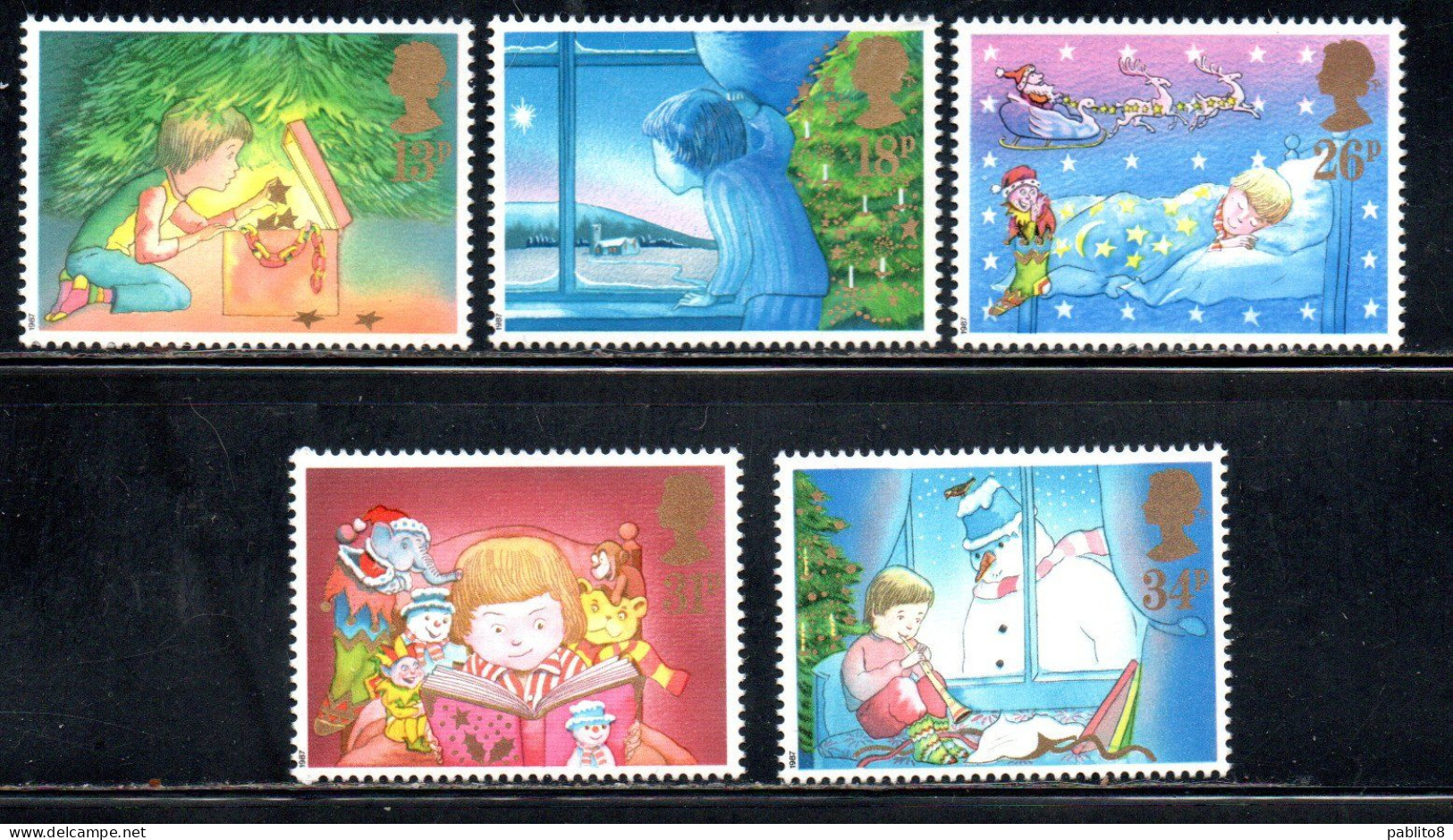 GREAT BRITAIN GRAN BRETAGNA 1987 CHRISTMAS NATALE NOEL WEIHNACHTEN NAVIDAD NATAL COMPLETE SET  SERIE COMPLETA MNH - Unused Stamps