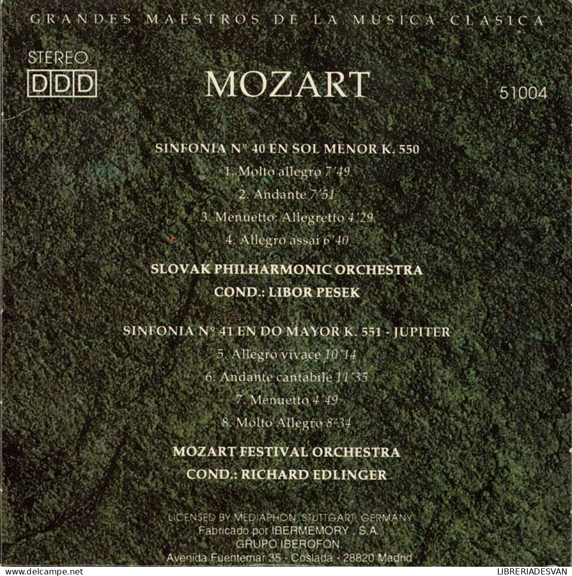 Mozart - Sinfonía No. 40. Sinfonía No. 41 Júpiter. CD - Clásica