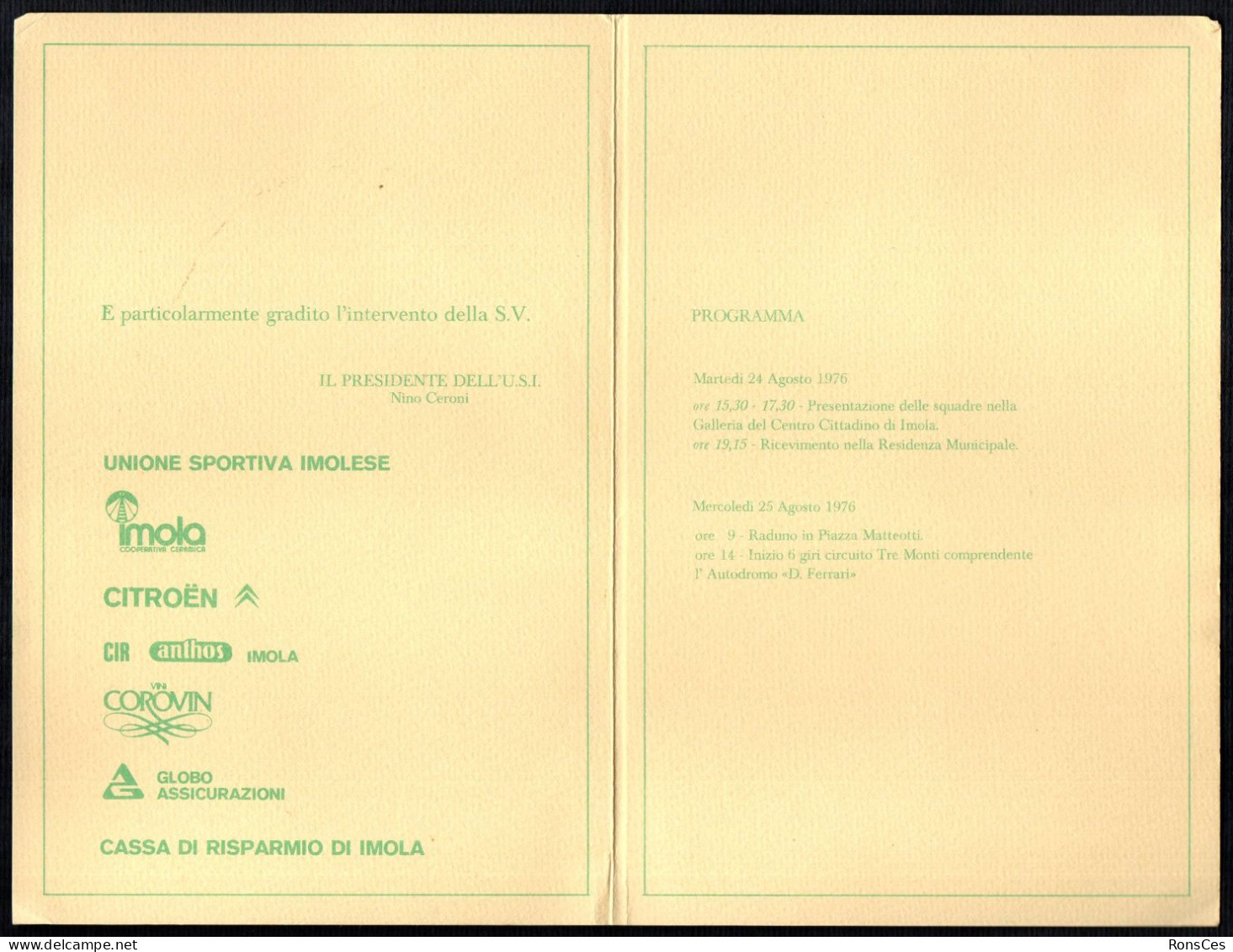 CYCLING - ITALIA IMOLA 1976 - COPPA PLACCI - PICCOLO FOLDER INVITO MANIFESTAZIONE E PROGRAMMA - A - Radsport