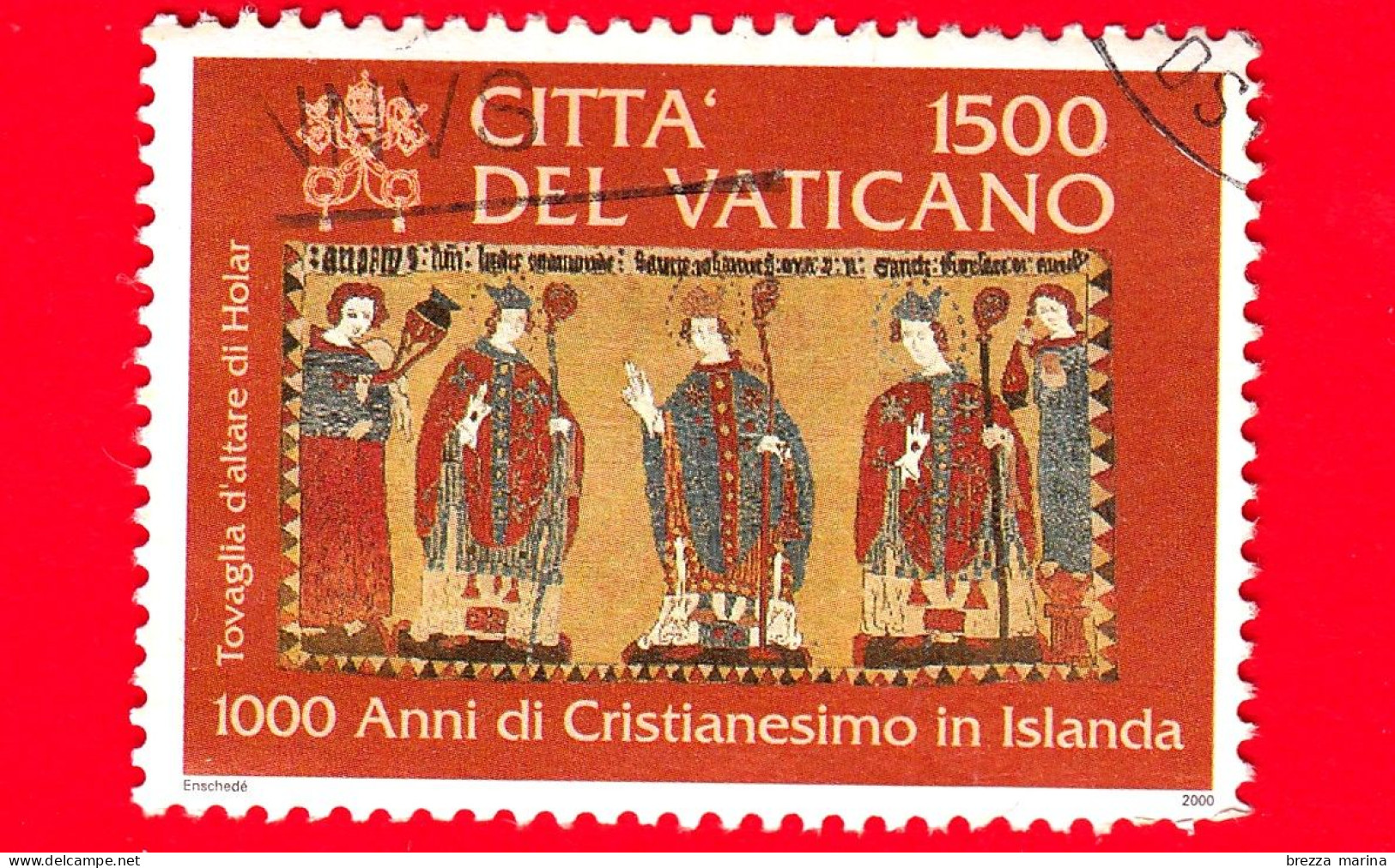 VATICANO - Usato - 2000 - Millenario Del Cristianesimo In Islanda - Tovaglia D'altare Del XV Secolo - 1500 L. - Gebruikt