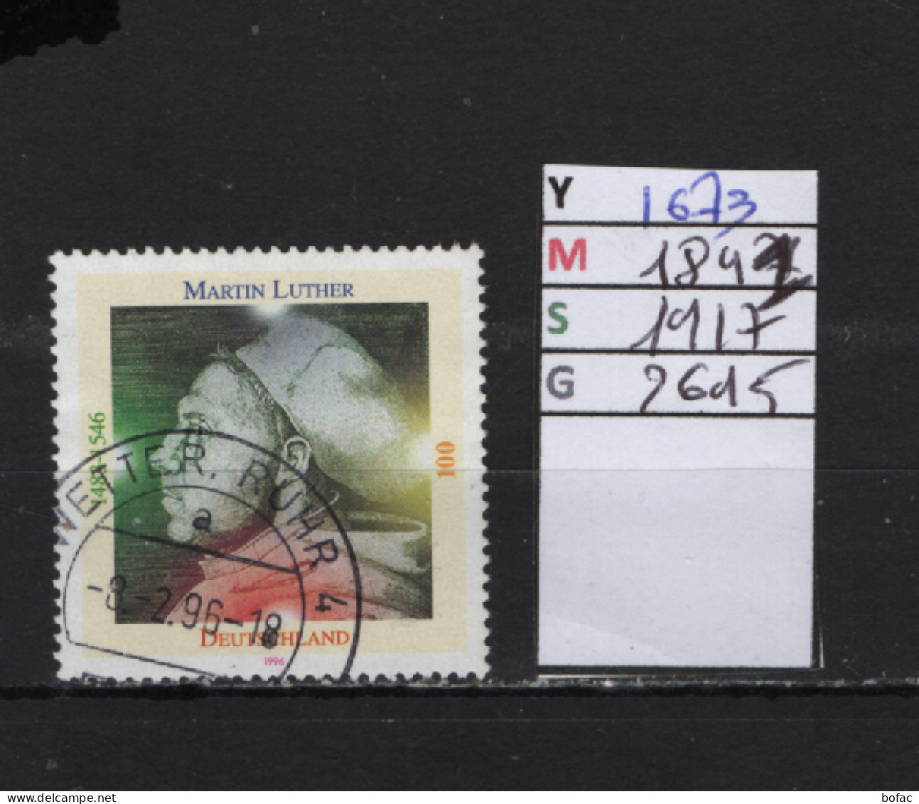 PRIX F. Obl 11673 YT 1841 MIC 1917 SCO 2695 GIB Martin Luther 1996 75/13 - Gebruikt