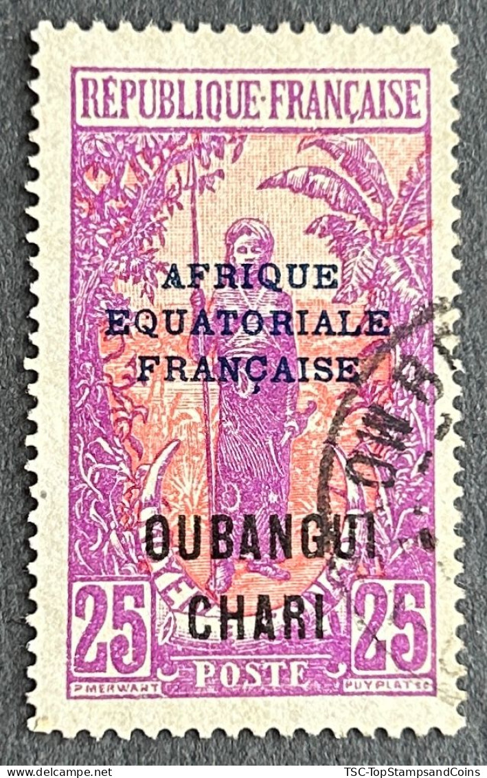 FRAOUB032U - Bakalois Woman - Overprinted AEF - Oubangui-Chari - 25 C Used Stamp - Oubangui-Chari - 1922 - Usados