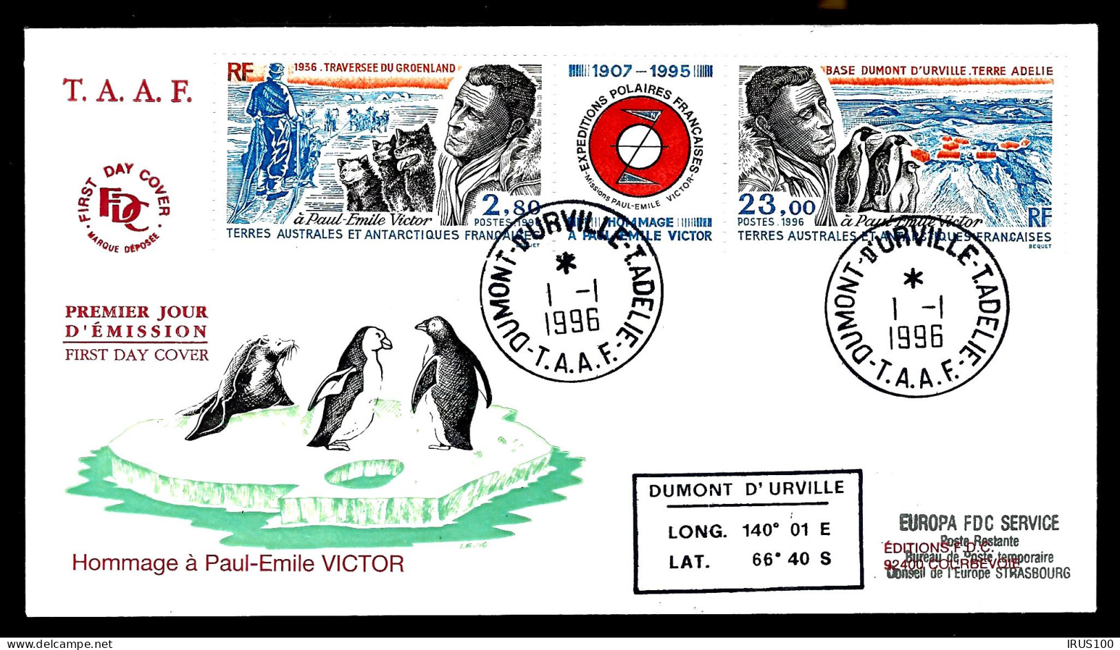 FDC - TRAVERSÉE DU GROENLAND - PAUL ÉMILE VICTOR - DUMONT D'URVILLE - - Covers & Documents