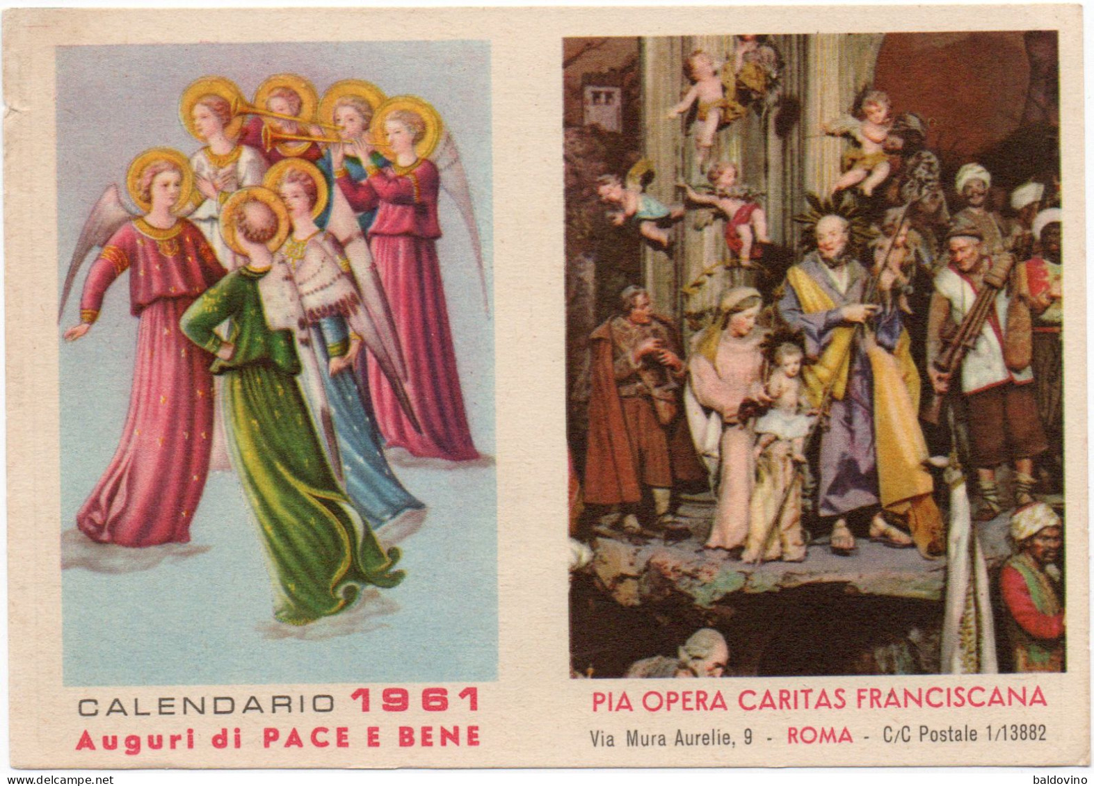 Calendario 1961 Pia Opera Caritas Franciscana - Año Nuevo