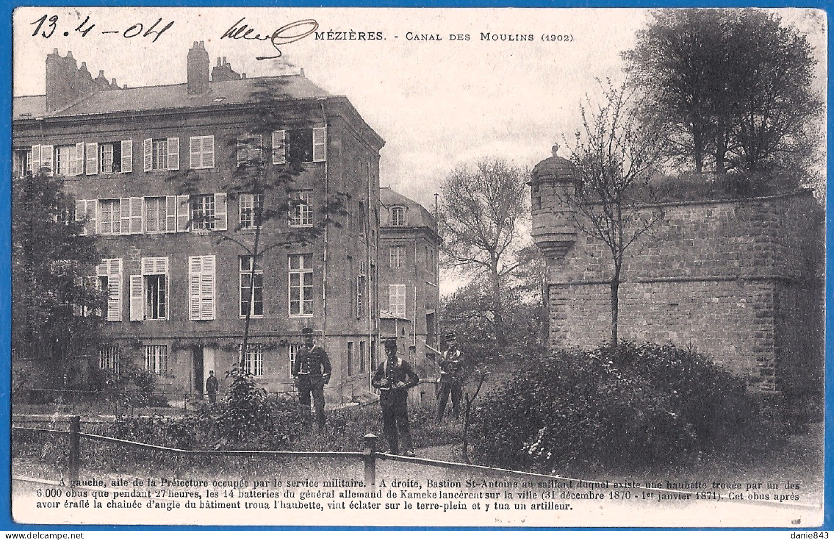 CPA Dos Précurseur - ARDENNES - MEZIERES - CANAL DES MOULINS - Animation, Militaires - Charleville