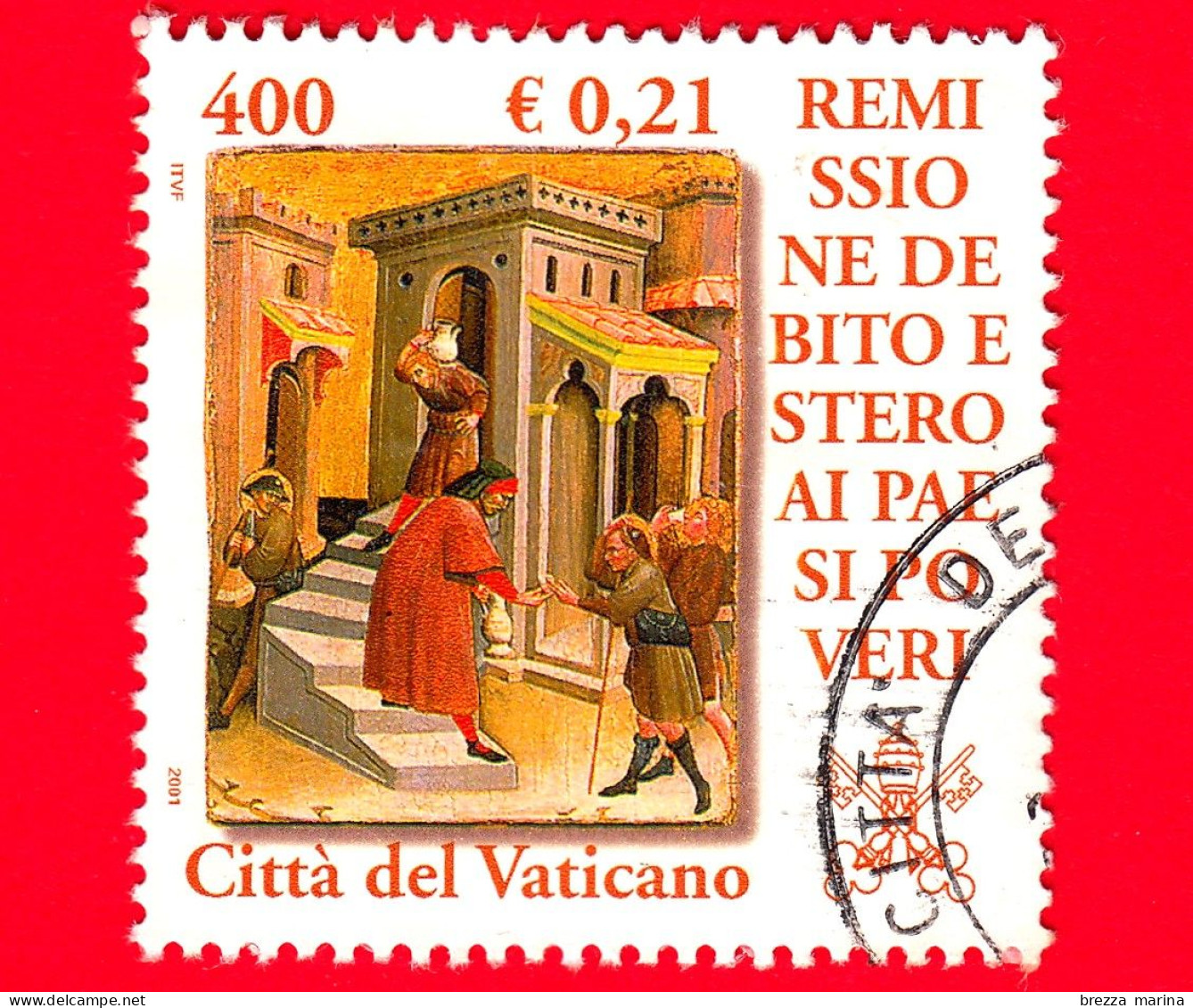 VATICANO - Usato - 2001 - Remissione Del Debito Estero Ai Paesi Poveri - Opere Di Misericordia - 400 L. - 0,21 - Gebruikt