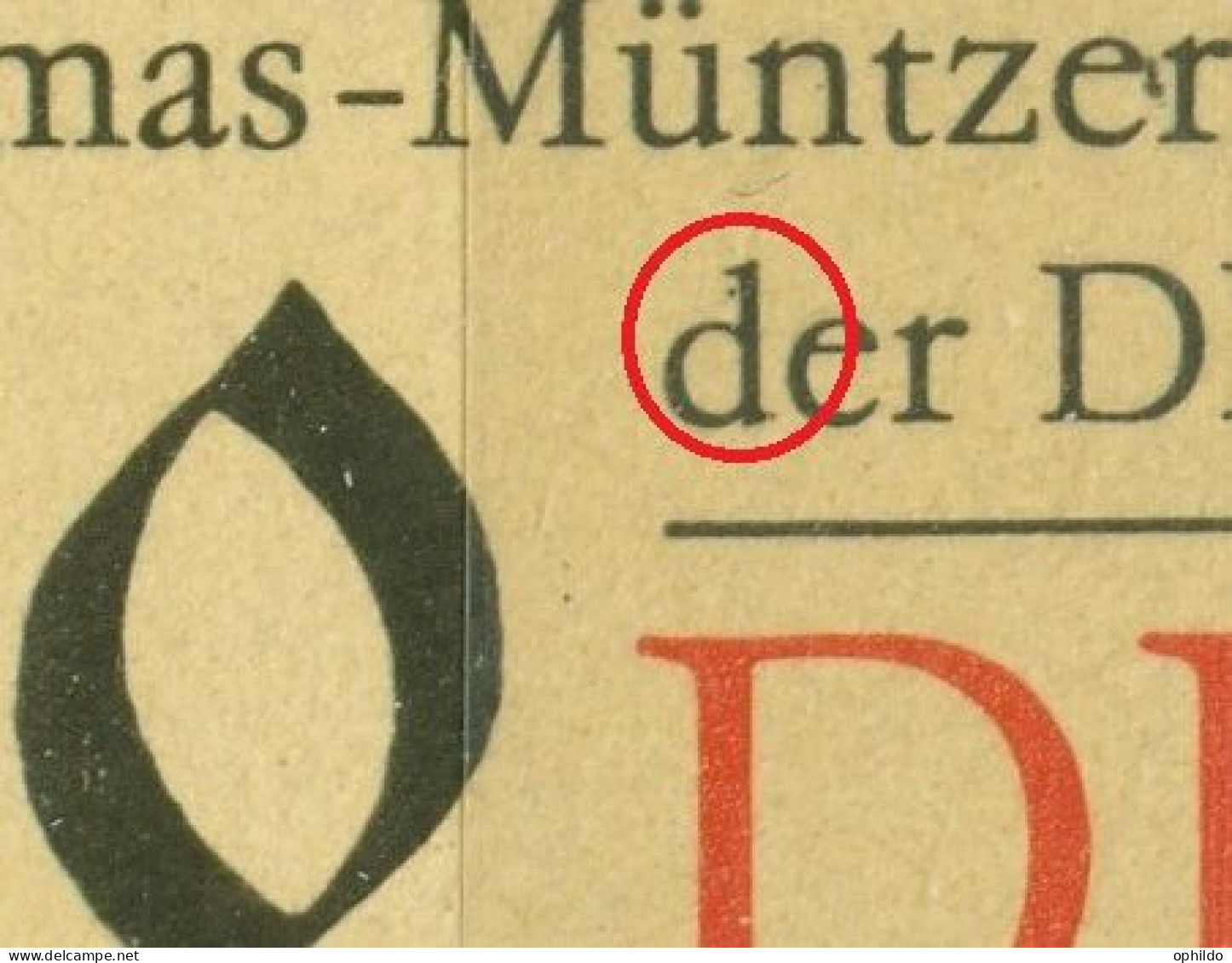 DDR    Michel 3272   F27    * *  TB   Petit Point  à Gauche Du D De Der   - Variétés Et Curiosités