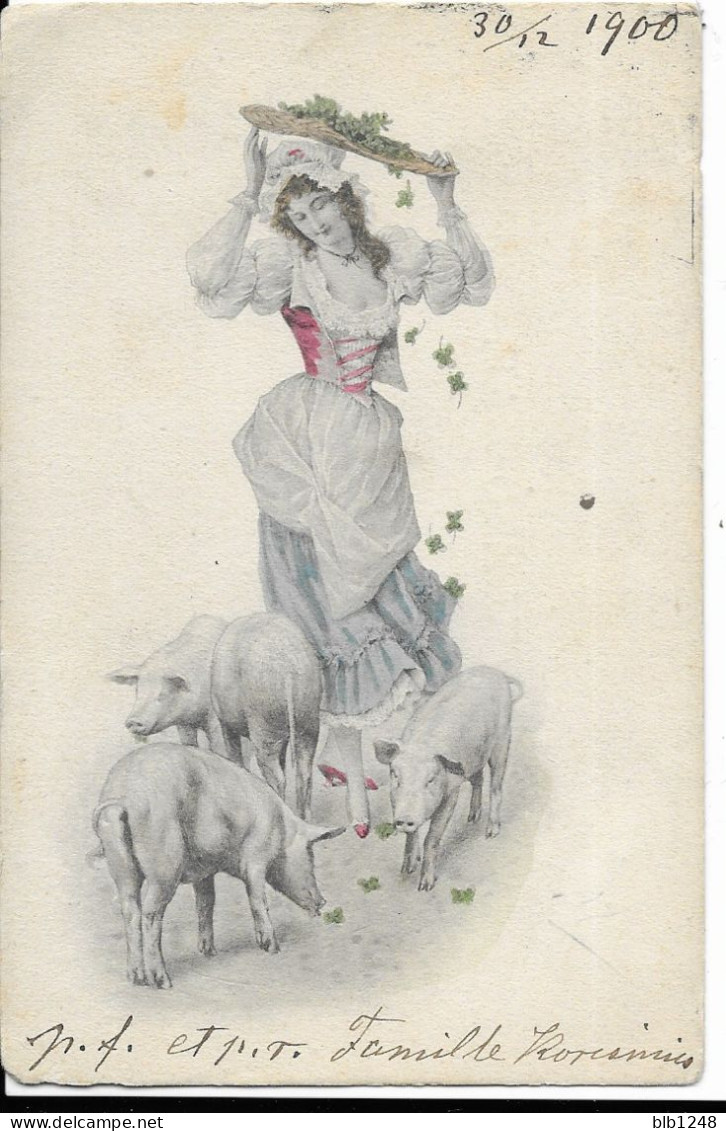 Illustrateurs  Facon  Vienne Femme Aux 4 Cochons - Vienne