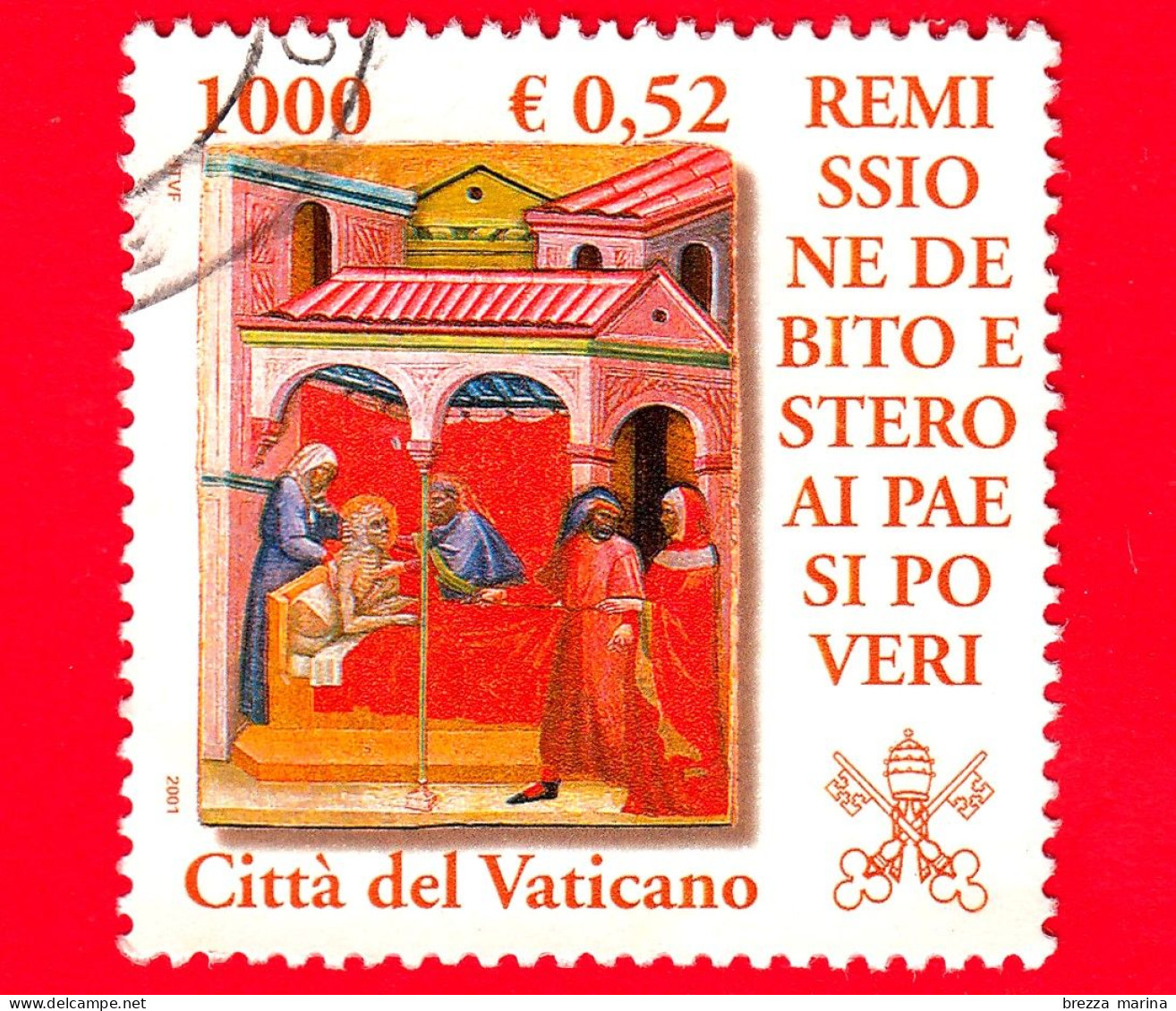 VATICANO - Usato - 2001 - Remissione Del Debito Estero Ai Paesi Poveri - Opere Di Misericordia - 1000 L. - 0,52 - Gebraucht