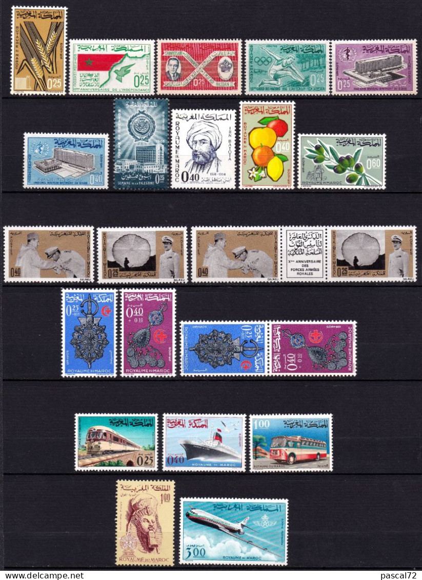 MAROC 1966 ANNEE COMPLETE Y&T N° 497 à 513 AVEC POSTE AÉRIENNE - 20 VALEURS N** - Morocco (1956-...)