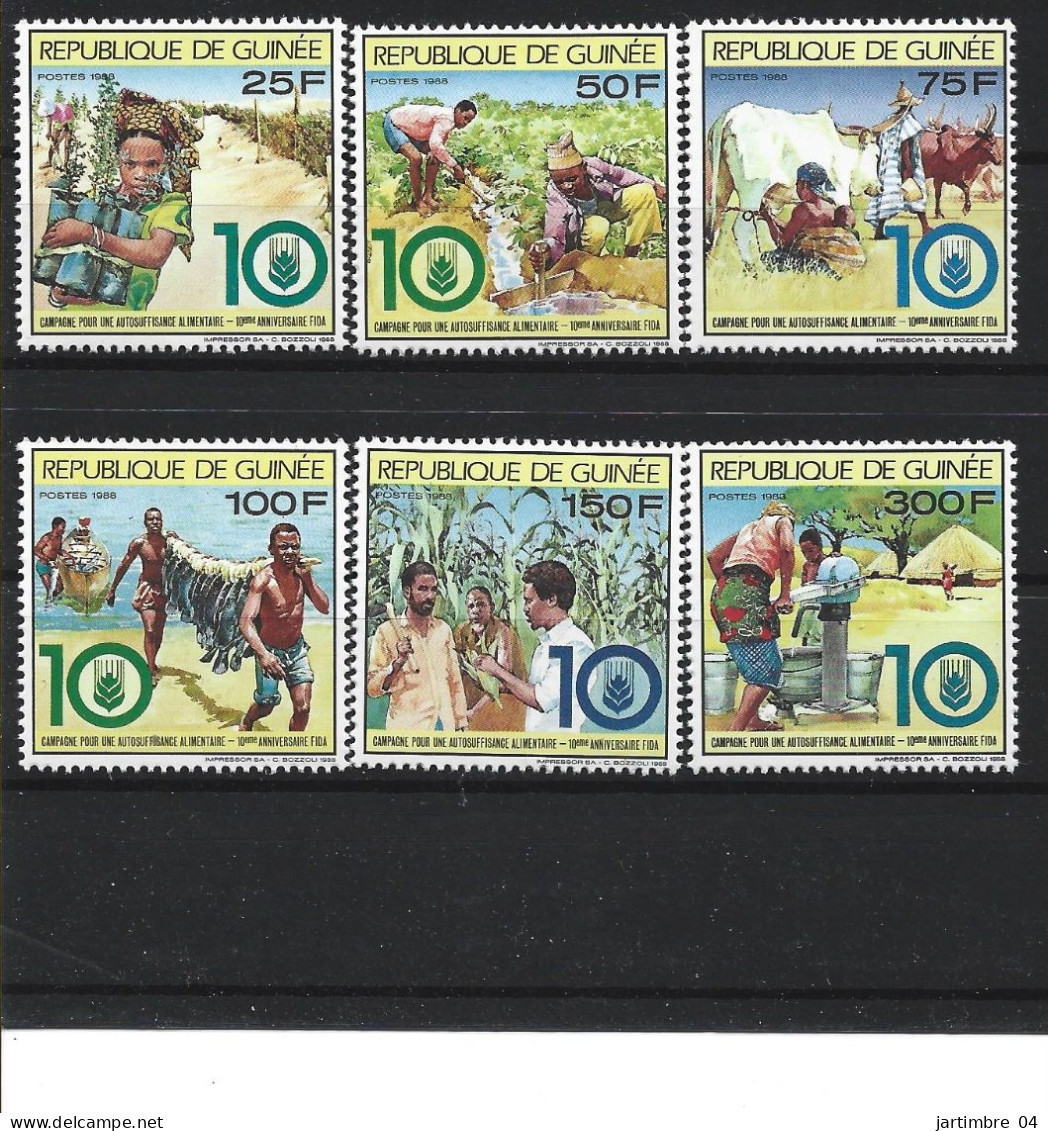 1989 GUINEE 892-97**  F.A.O, Animaux, Poissons, Céréales - República De Guinea (1958-...)