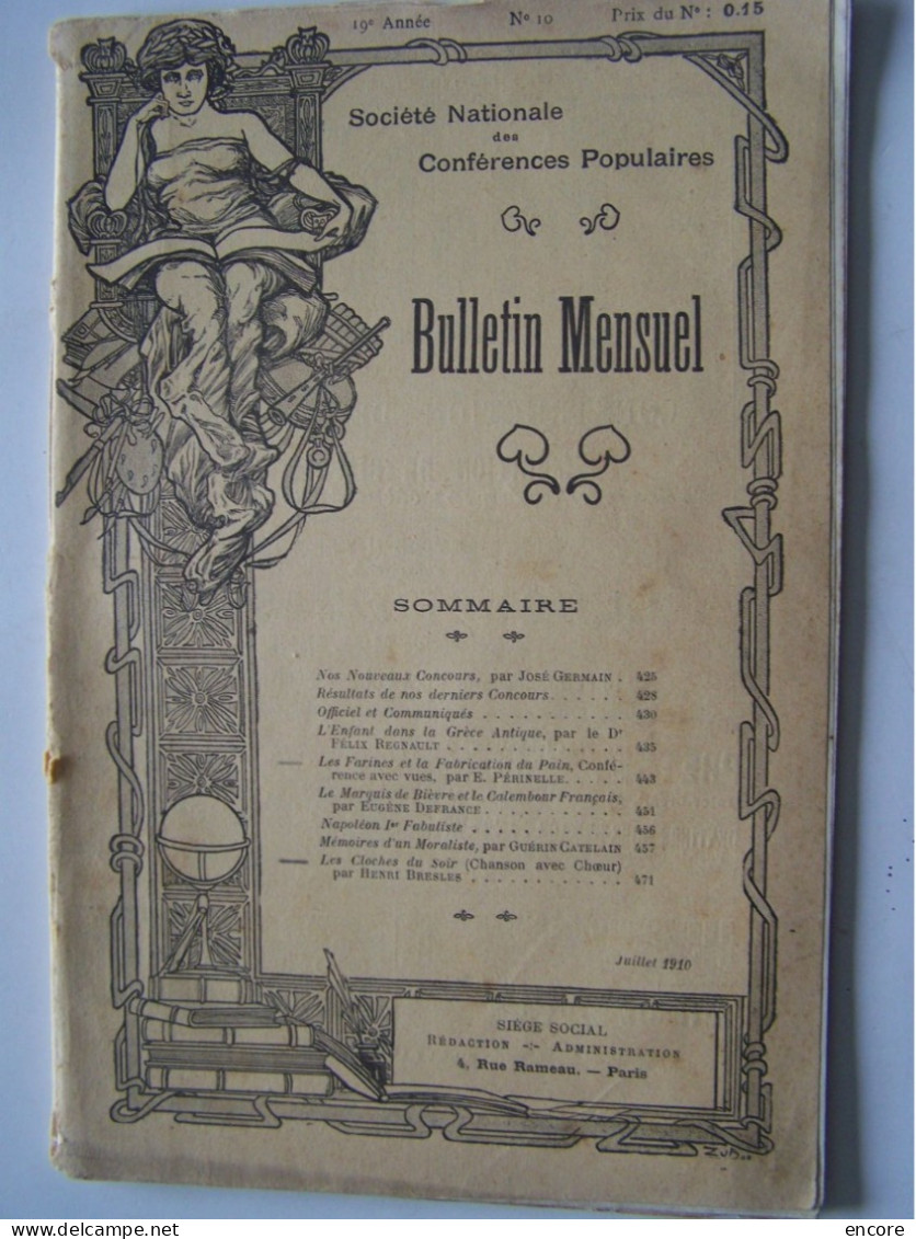 SOCIETE NATIONALE DES CONFERENCES POPULAIRES.  VOIR LE SOMMAIRE SUR LE SCAN. LA FARINE ET LE PAIN......100_3762 - Altri & Non Classificati