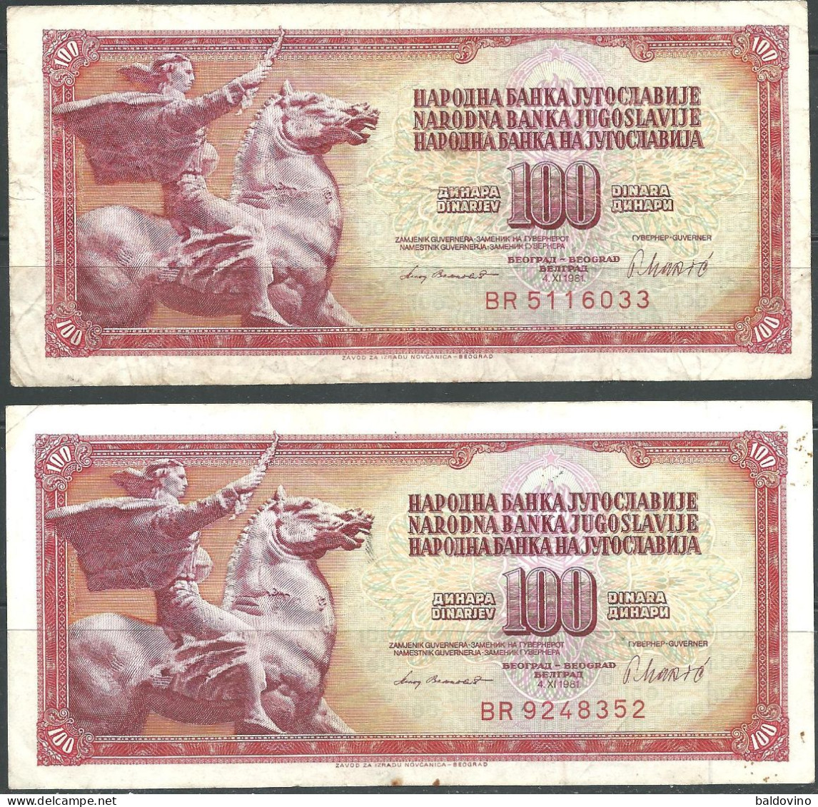 Jugoslavia 1981 100 Dinari 2 Banconote - Joegoslavië