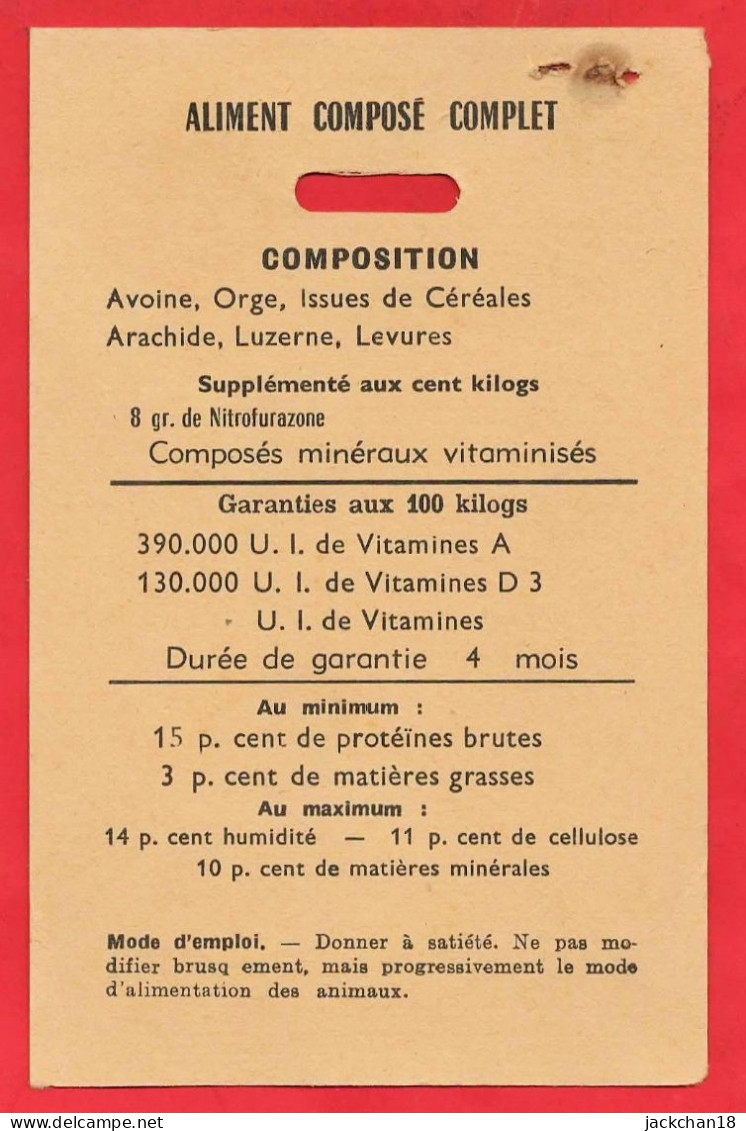 -- SAINT-GERMAIN-DE-SALLES (Allier) - MINOTERIE THIVAT & Cie / ETIQUETTE D'ALIMENT Pour LAPEREAUX ET LAPINS -- - Landbouw