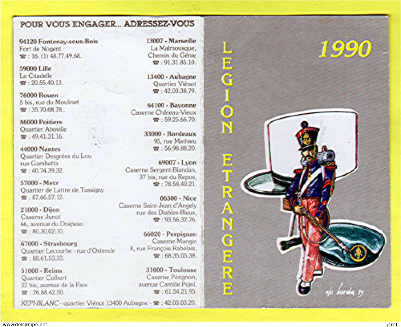 LÉGION ÉTRANGÈRE Calendrier 1990 (1105)_D334 - Uniformen