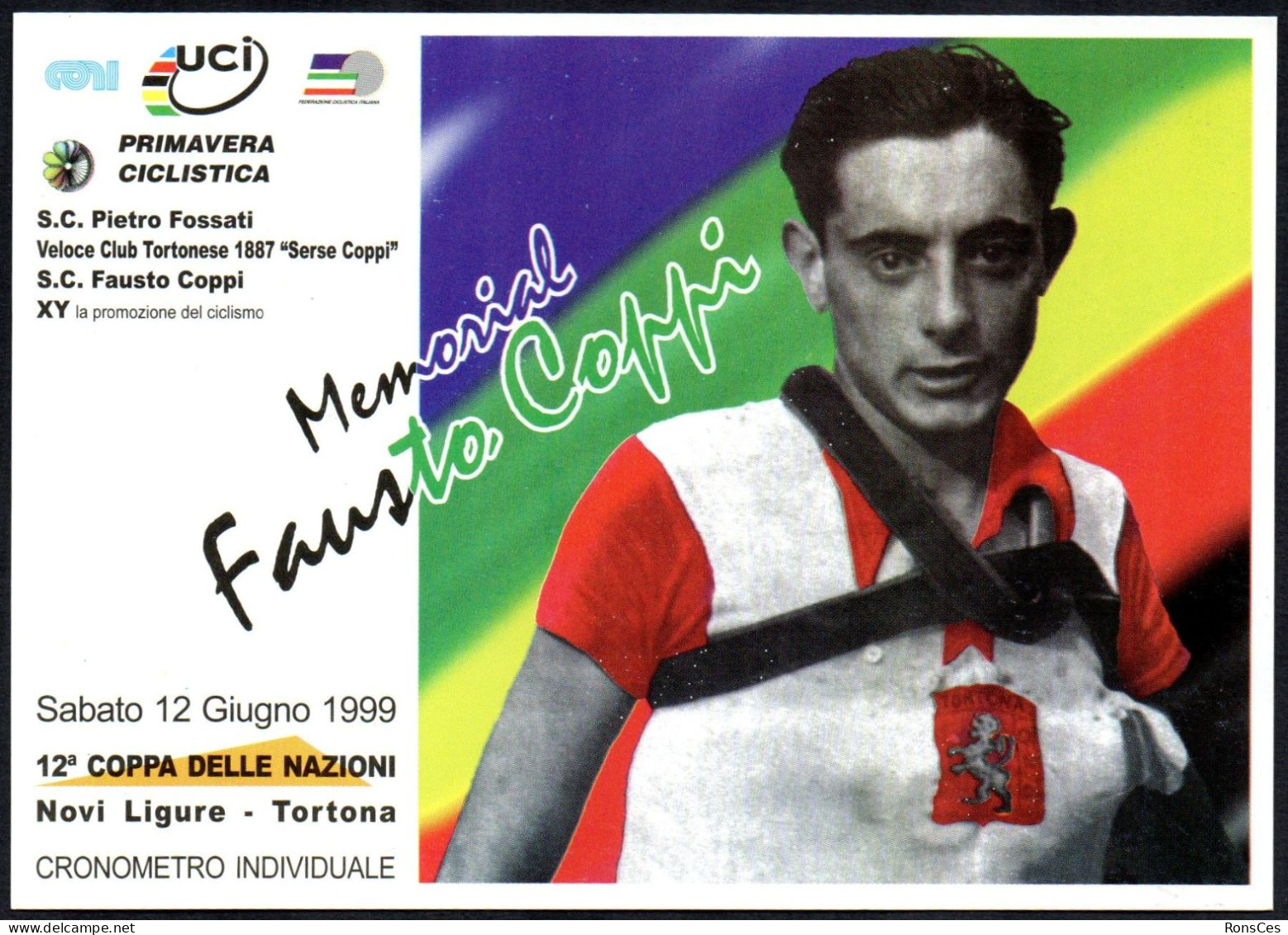 CYCLING - ITALIA TORTONA (AL) 1999 - 80° ANNIVERSARIO NASCITA FAUSTO COPPI - GIORNO EMISSIONE - CARTOLINA MEMORIAL - A - Ciclismo