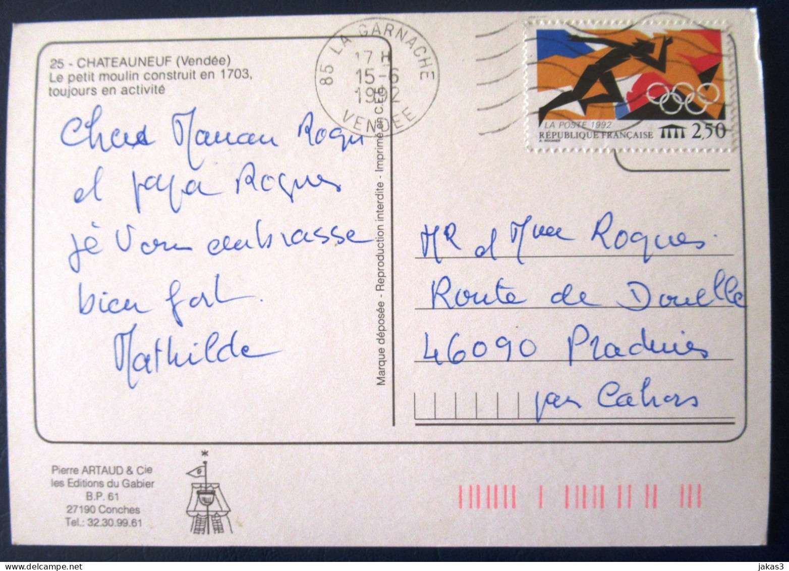 CPM CARTE POSTALE  LE MOULIN DE CHATEAUNEUF    ( VENDEE   - 85  ) - Mulini A Vento