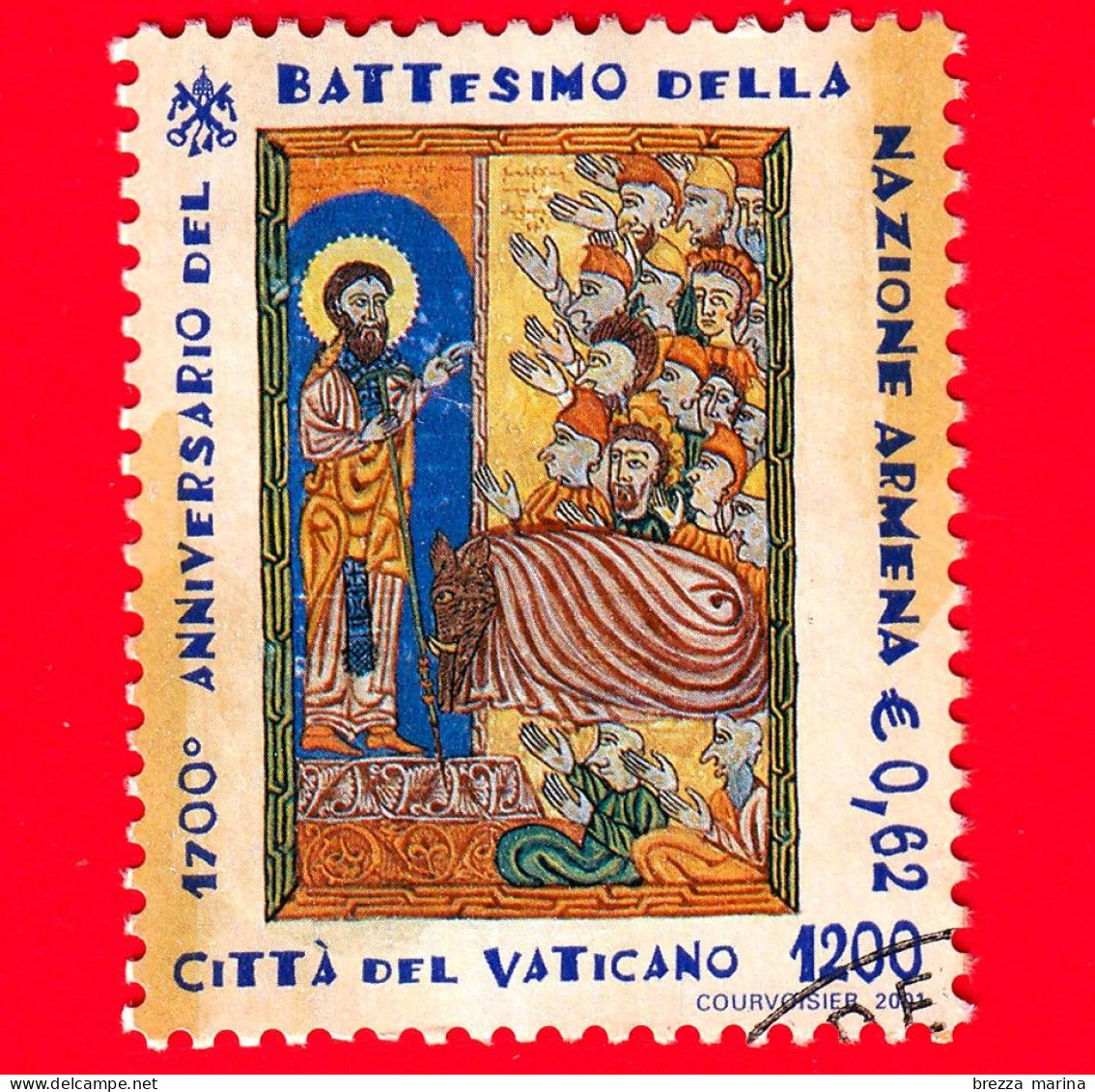 VATICANO - Usato - 2001 - 1700º Anniversario Del Battesimo Della Nazione Armena - S. Gregorio - 1200 L. - 0,62 € - Gebruikt