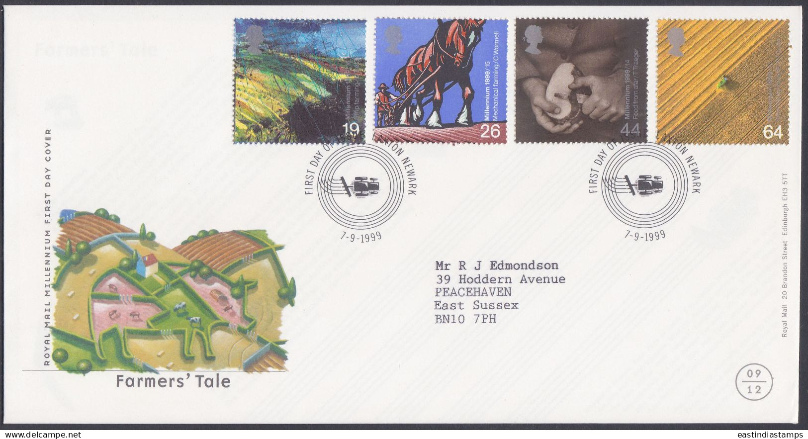 GB Great Britain 1999 FDC Farmers' Tale, Farmer, Farm, Horse, Agriculture, Farms, Pictorial Postmark, First Day Cover - Lettres & Documents