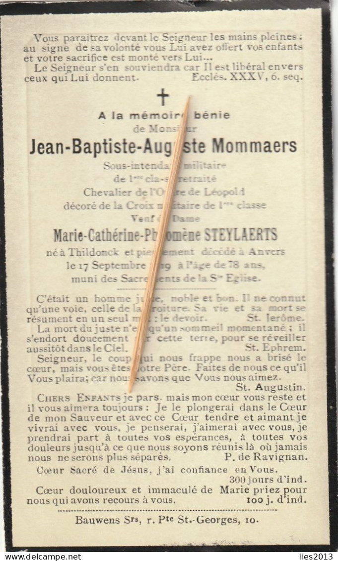 Thildonk-Tildonk, Anvers, Jean Mommaers, Steylaerts, 1919 - Imágenes Religiosas