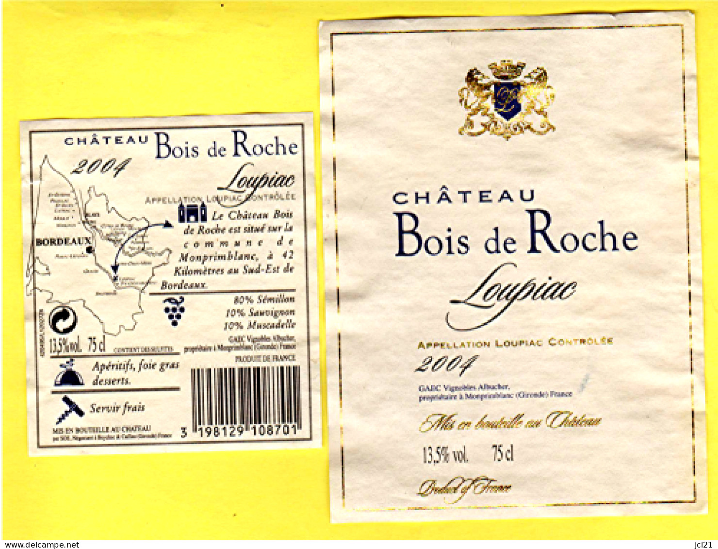 Étiquette "LOUPIAC - CHÂTEAU BOIS DE ROCHE 2004" (2741)_ev66 - Bordeaux