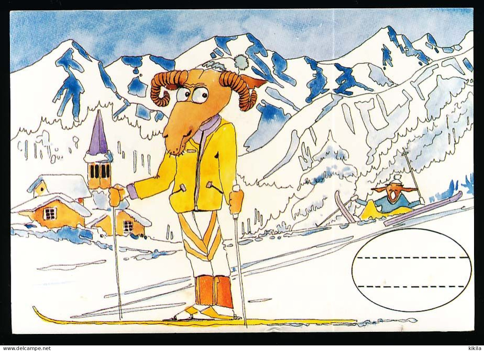 CPSM / CPM 10.5 X 15  Imaginez Votre Gag - Worstellen Ihren Scherz Collection Humoristique Bélier Ski Clocher - Contemporain (à Partir De 1950)