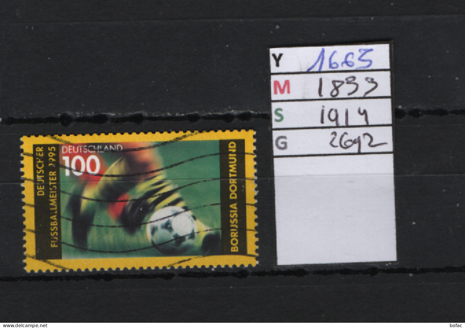 PRIX F. Obl 1665 YT 1833 MIC 1914 SCO 2692 GIB Champion D'Allemagne De Football Le Borussia Dortmund" 1995 75/13 - Used Stamps