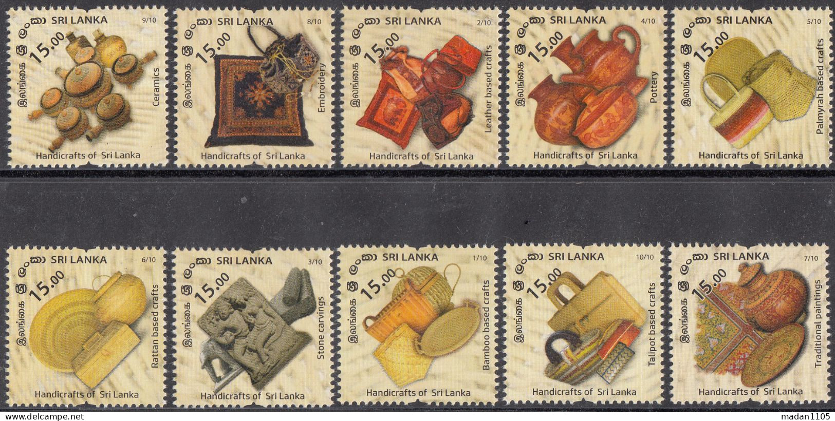 SRI LANKA 2022 HANDICRAFTS Of Sri Lanka Set 10v, Complete Set, MNH, (**) - Sri Lanka (Ceylan) (1948-...)