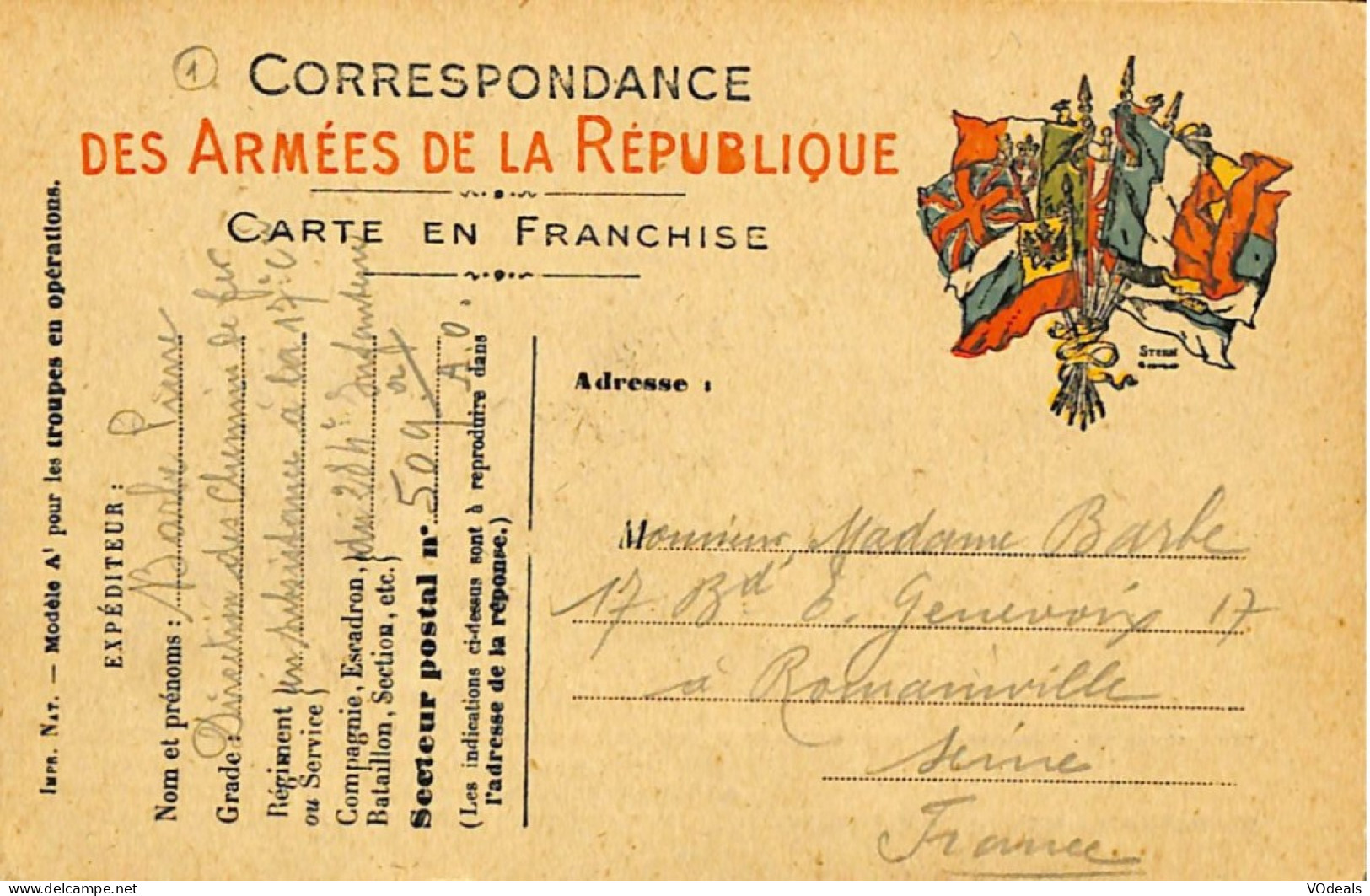 France - Poste Militaire - Correspondance Des Armées De La République - Cartas & Documentos