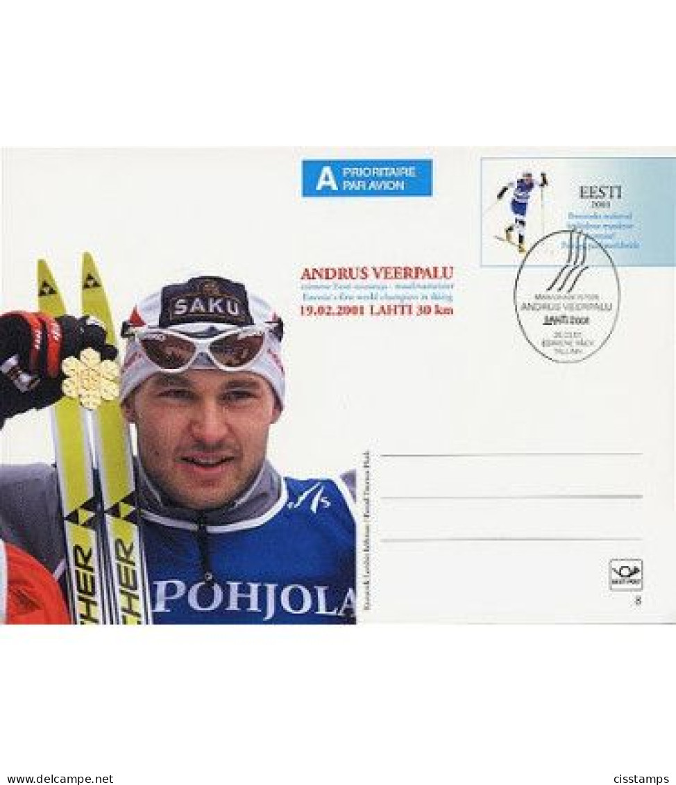 Estonia 2001●A.Veerpalu World Champ. In Skiing●Postal Stationery●Ganzsache N8 - Sci