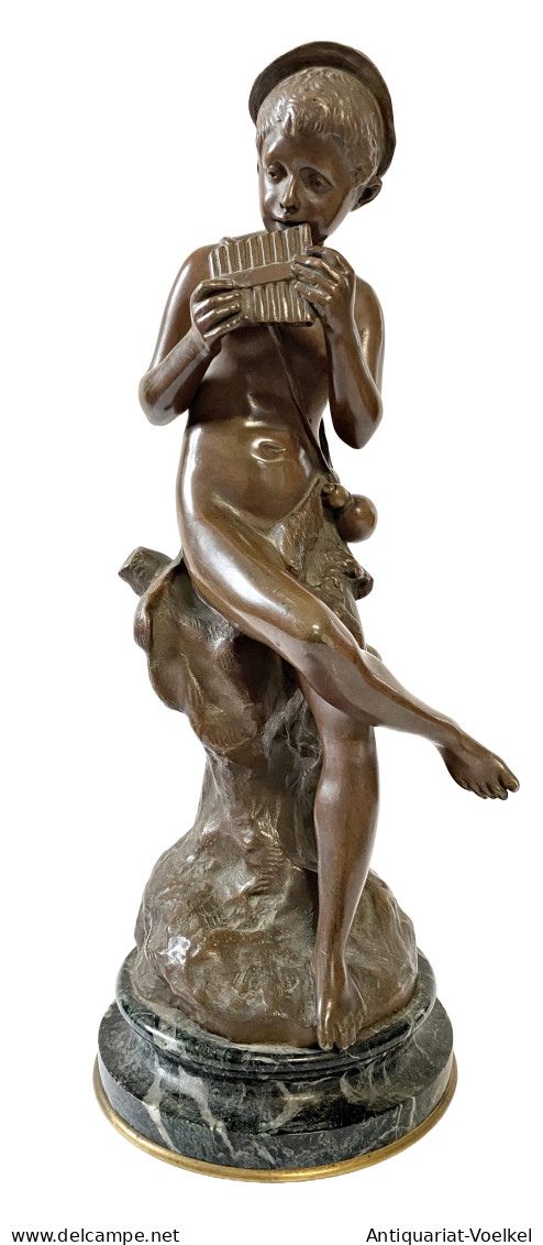 (Boy Playing The Pan Flute / Junge Spielt Panflöte) - Bronze Statue - Unclassified