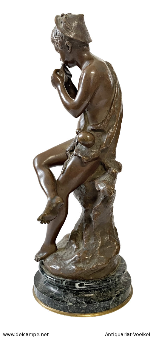 (Boy Playing The Pan Flute / Junge Spielt Panflöte) - Bronze Statue - Unclassified