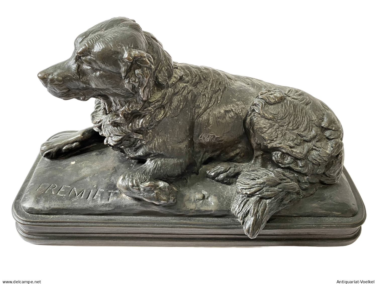 (Lying Newfoundland Dog / Liegender Hund) - Bronze Statue - Ohne Zuordnung