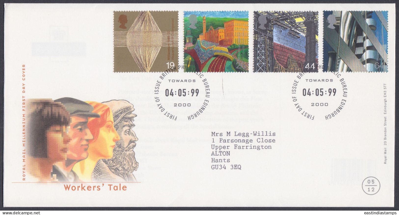 GB Great Britain 1999 FDC Workers' Tale, Industry, Factory, Ship, Textile, Pictorial Postmark, First Day Cover - Briefe U. Dokumente