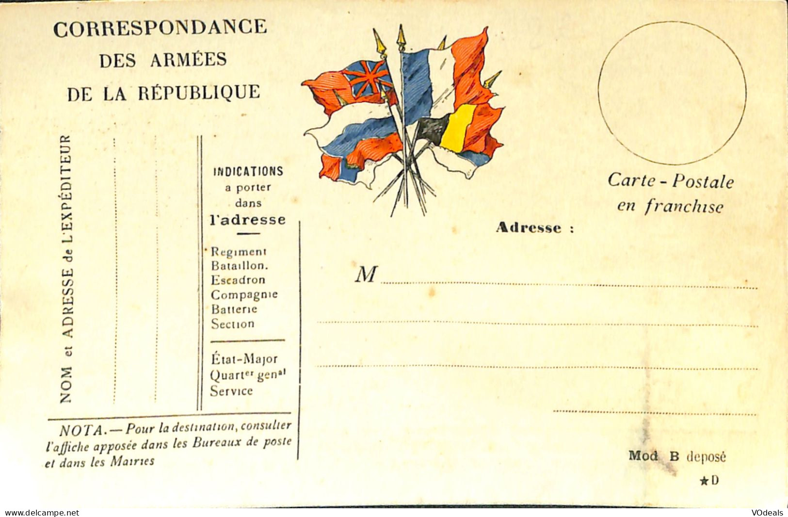 France - Poste Militaire - Correspondance Des Armées De La République - Storia Postale