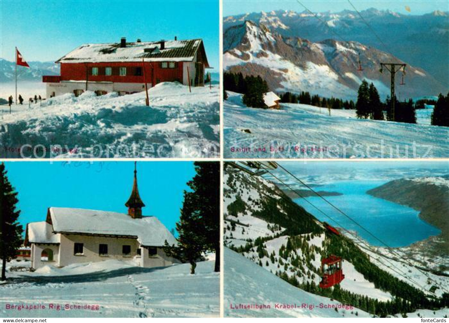 13710388 Goldau SZ Berghotel Rigi Scheidegg Bergkapelle Luftseilbahn Zugersee Al - Autres & Non Classés