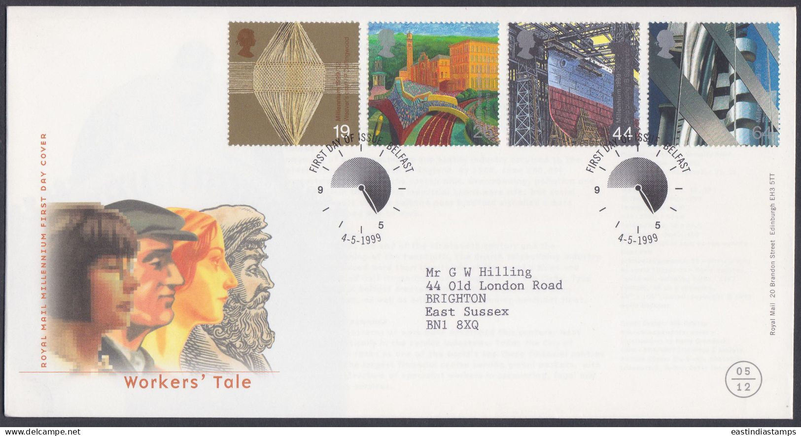 GB Great Britain 1999 FDC Workers' Tale, Industry, Factory, Ship, Textile, Pictorial Postmark, First Day Cover - Covers & Documents