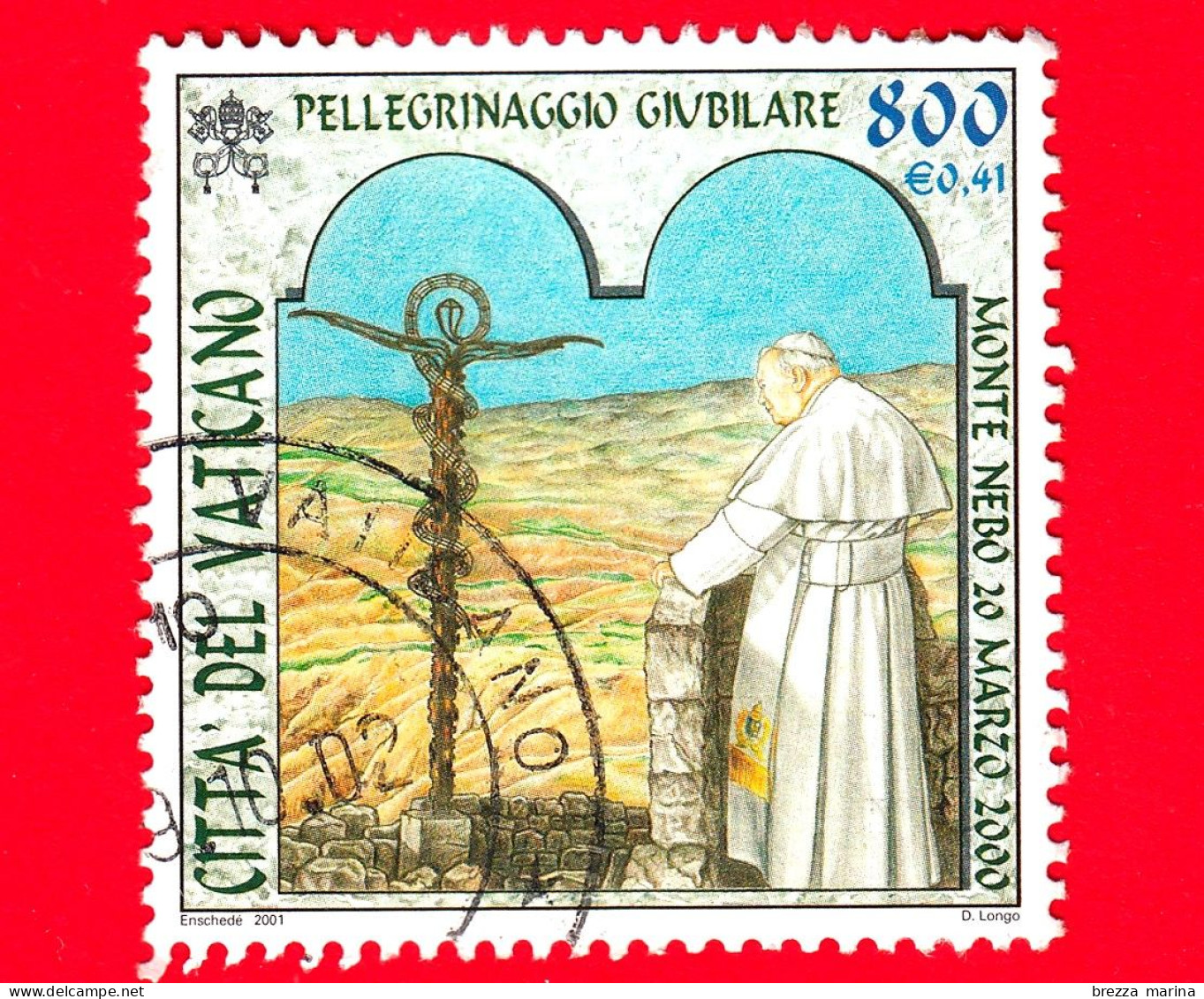 VATICANO - Usato - 2001 - Pellegrinaggi Giubilari Del Santo Padre - Monte Nebo - 800 L. - 0,41 - Usados