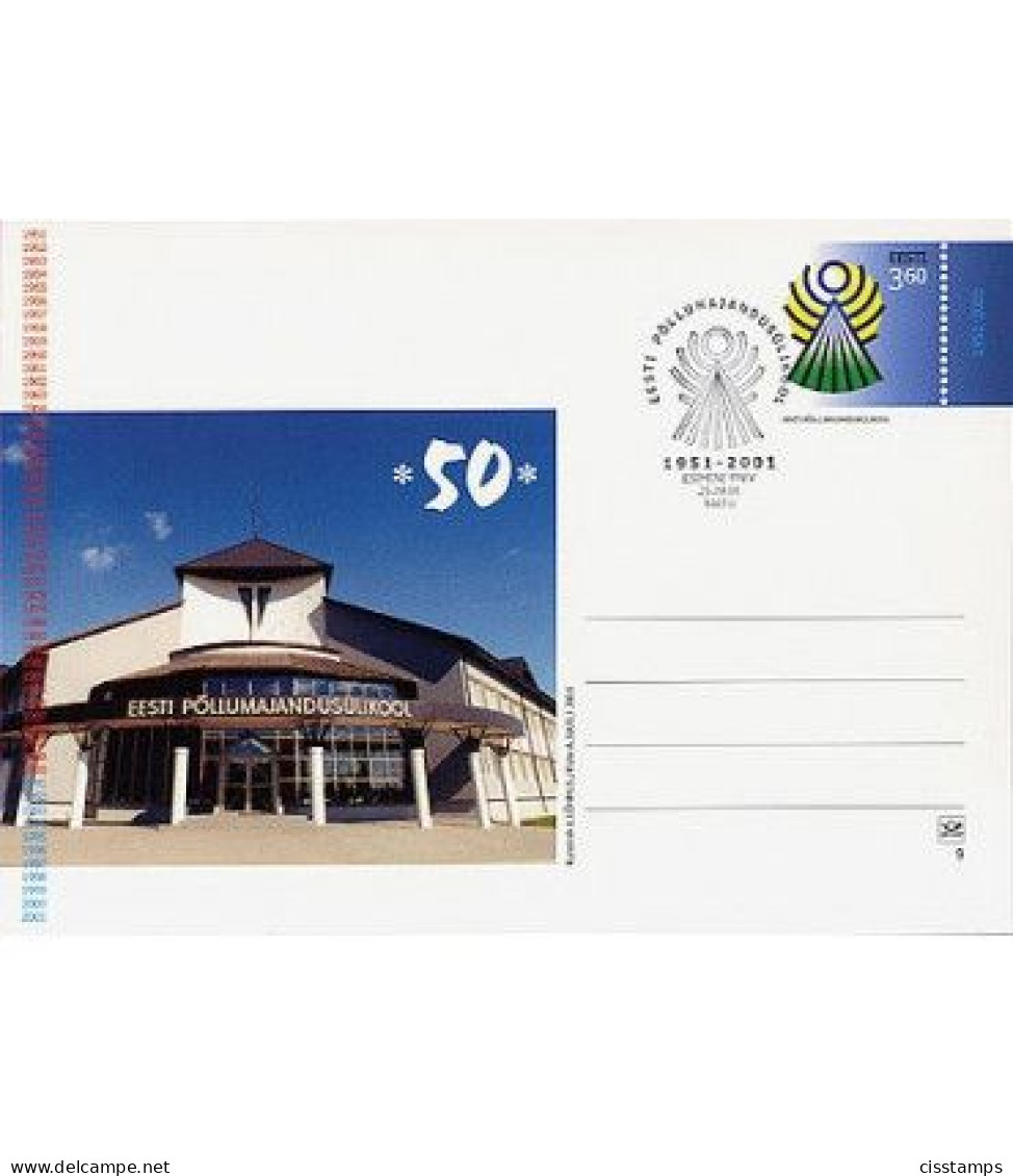 Estonia 2001●Postal Stationery●●Ganzsache N9●Agricultural University Tartu●●Landwirtschaftliches Universität - Agriculture