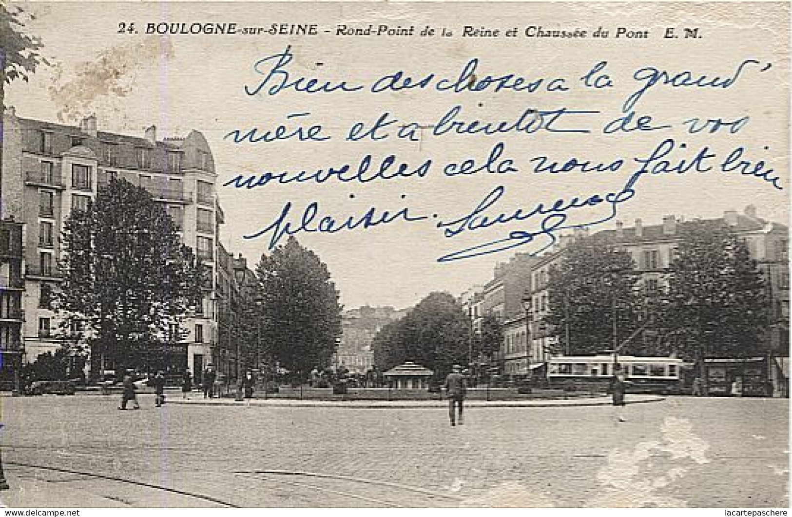 X121541 HAUTS DE SEINE BOULOGNE SUR SEINE ROND POINT DE LA REINE ET CHAUSSEE DU PONT TRAMWAY - Boulogne Billancourt