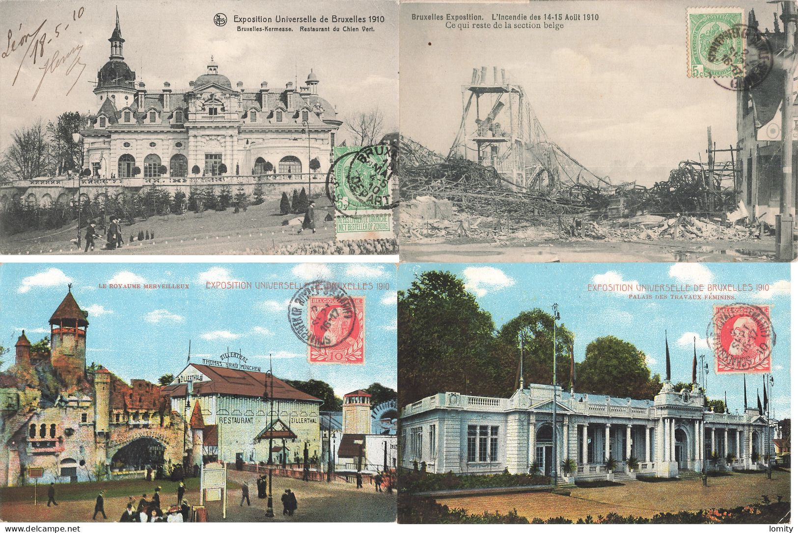 Déstockage Lot 8 CPA Cartes Postales Belgique Bruxelles Exposition Universelle 1910 Pavillon Ville Liège Restaurant .. - Wereldtentoonstellingen