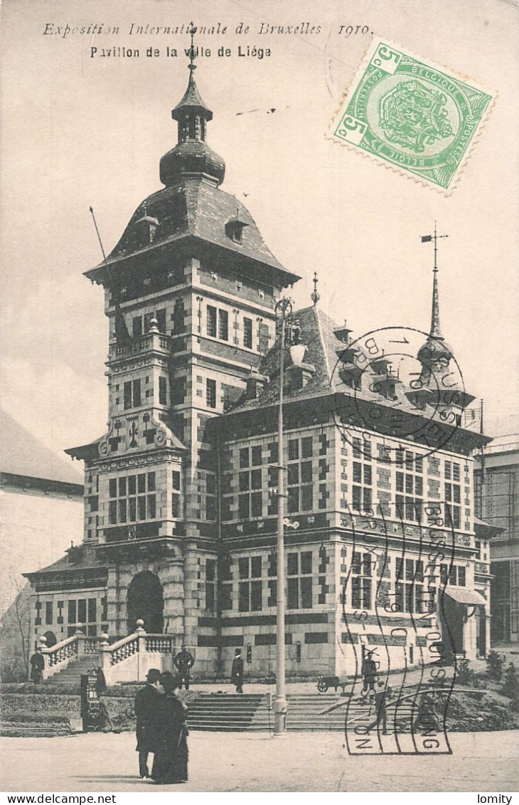 déstockage lot 8 CPA cartes postales Belgique Bruxelles exposition universelle 1910 pavillon ville Liège restaurant ..